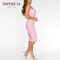 Petite One Shoulder Midi Women Comfortable Korean Red Polka Dot Dress Women